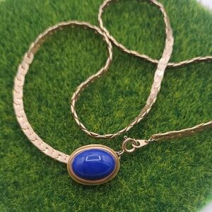 Avon Elegant Gold Necklace with Blue Pendant N3809 18 Inch